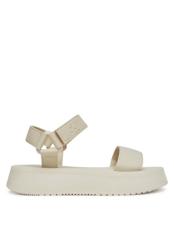 Calvin Klein Jeans Sandały Sandal Velcro Webbing Mg YW0YW01693 Écru. Materiał: materiał