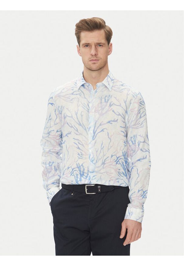 Marciano Guess Koszula 5GHH39 4394Z Błękitny Regular Fit. Kolor: niebieski. Materiał: len
