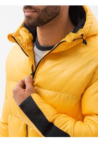 Ombre Clothing - Kurtka męska pikowana C503 - żółta - XL. Kolor: żółty. Materiał: poliester. Styl: sportowy