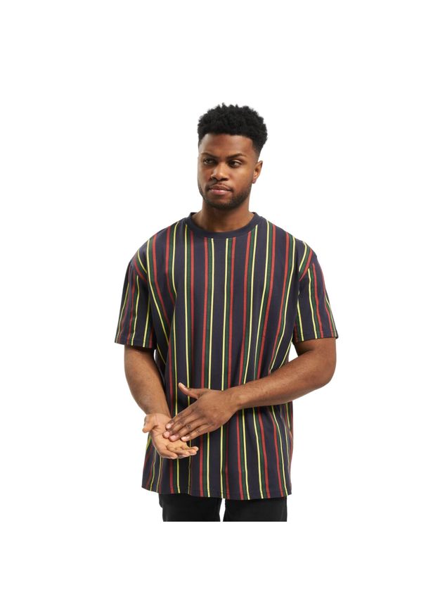 Urban Classics - Męska Koszulka Retro Stripe Oversized T-shirt. Kolor: czerwony, niebieski, wielokolorowy. Sport: turystyka piesza