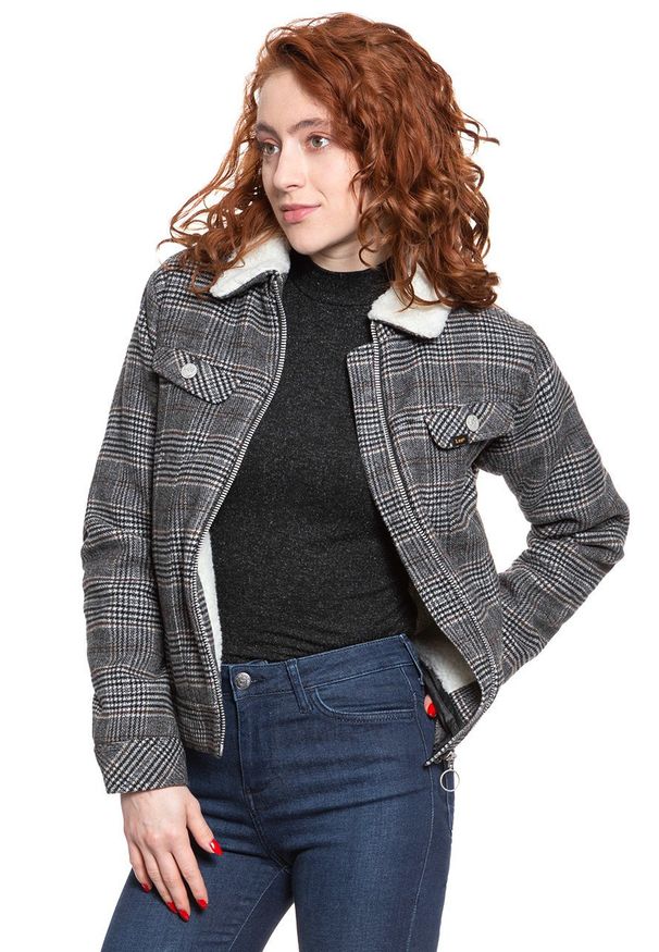 Lee - LEE WOOL CHECK SHERPA JK KHAKI L56XVLMH 112113153. Kolor: brązowy