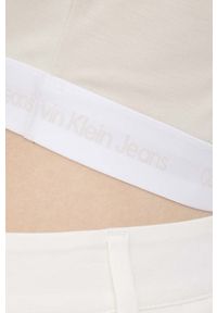 Calvin Klein Jeans top J20J218278.PPYY damski kolor beżowy. Kolor: beżowy. Materiał: włókno, materiał. Długość rękawa: na ramiączkach #3