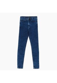 Cropp - Granatowe jeansy z wysokim stanem - Granatowy. Stan: podwyższony. Kolor: niebieski #1