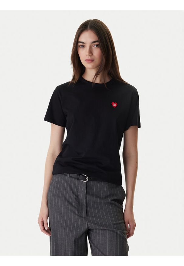 Hugo - HUGO T-Shirt Damacia 50562145 Czarny Regular Fit. Kolor: czarny. Materiał: bawełna