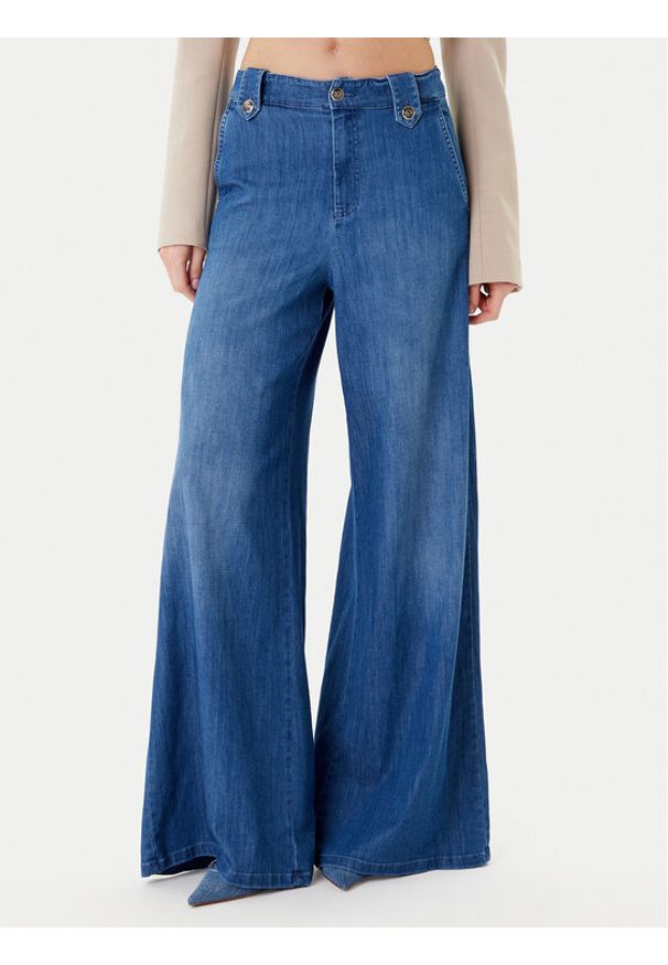 Marella Jeansy 2523186154 Granatowy Wide Leg. Kolor: niebieski