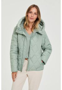 MOODO - Pikowana kurtka z kapturem oliwkowa. Typ kołnierza: kaptur. Kolor: oliwkowy. Materiał: poliamid #1
