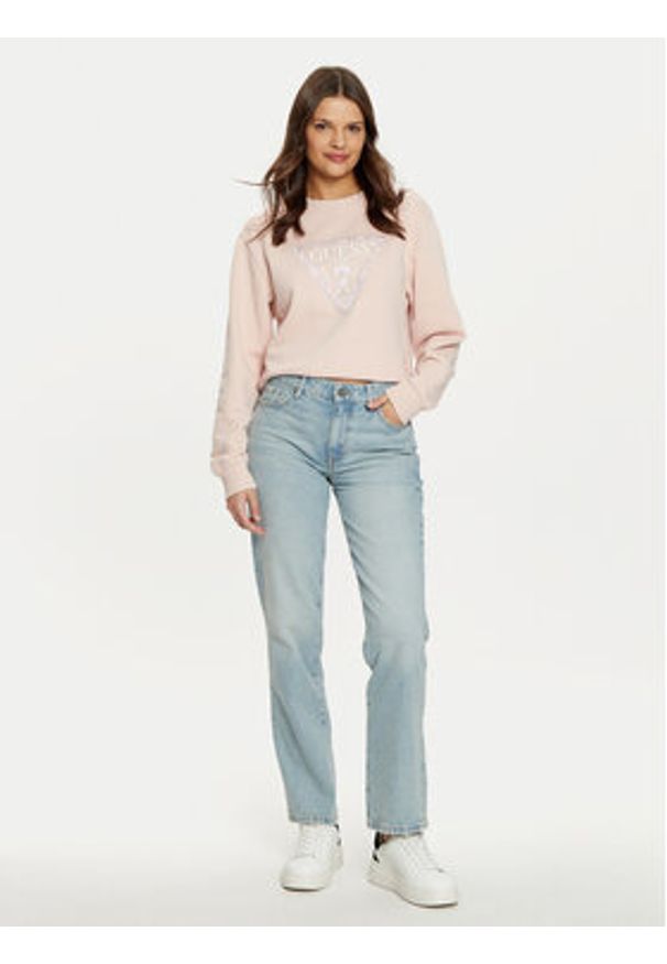Guess Bluza W5RQ09 K8802 Różowy Regular Fit. Kolor: różowy. Materiał: bawełna