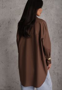 Renee - Brązowa Oversizowa Koszula z Bawełny z Eleganckimi Guzikami Rhenenore. Kolor: brązowy. Materiał: bawełna. Długość: krótkie. Styl: elegancki #6