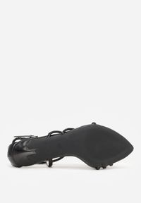 Renee - Czarne Sandały na Szpilce z Cyrkoniowymi Paskami Evirane. Zapięcie: pasek. Kolor: czarny. Materiał: jeans. Wzór: aplikacja. Sezon: lato. Obcas: na szpilce. Styl: klasyczny, elegancki #7