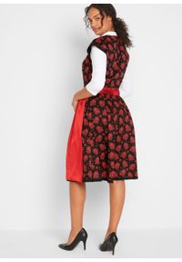 Sukienka w ludowym stylu z krótkimi rękawami bonprix czarno-truskawkowy w kwiaty. Kolor: czarny. Długość rękawa: krótki rękaw. Wzór: kwiaty. Styl: elegancki #4