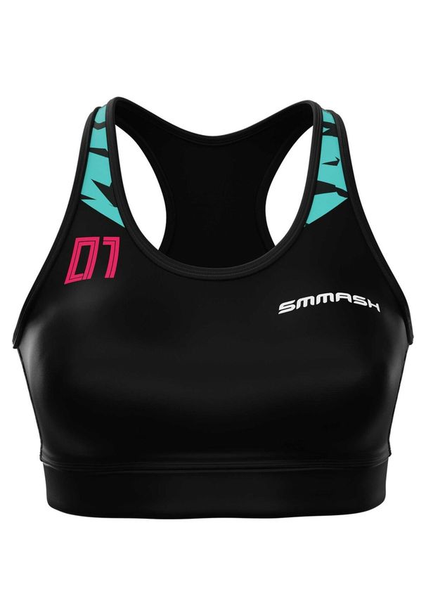 SMMASH - Top fitness damski Smmash Tigress. Kolor: wielokolorowy, turkusowy, niebieski, czarny, czerwony. Sport: fitness