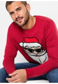 Sweter z bożonarodzeniowym motywem bonprix czerwony. Kolor: czerwony #5