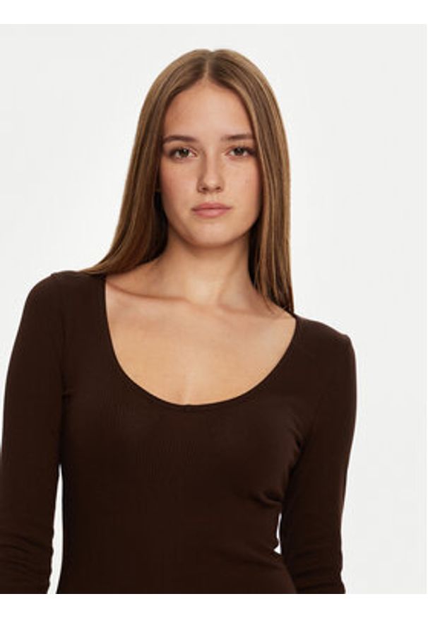 Brave Soul Sukienka codzienna LDRJ-624HOLLY Brązowy Regular Fit. Okazja: na co dzień. Kolor: brązowy. Materiał: bawełna. Typ sukienki: proste. Styl: casual