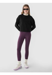 4f - 4F Bluza dresowa nierozpinana bez kaptura damska - czarna XXL. Okazja: na co dzień. Typ kołnierza: bez kaptura. Kolor: czarny. Materiał: dresówka. Wzór: gładki, ze splotem. Styl: klasyczny, sportowy, casual