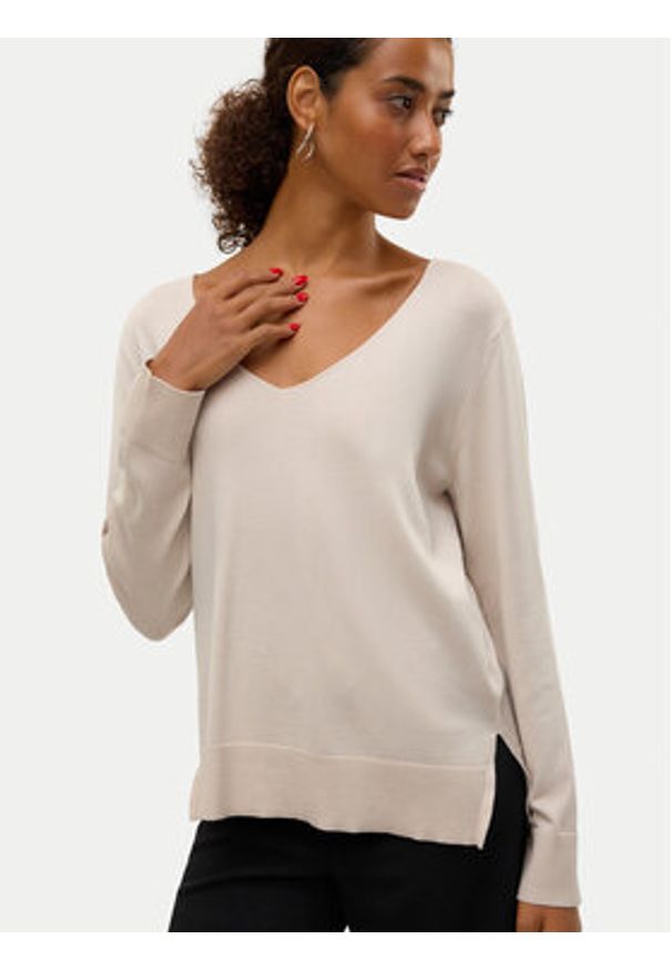 Vero Moda Bluzka Silje 10320451 Beżowy Loose Fit. Kolor: beżowy. Materiał: wiskoza
