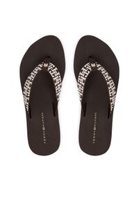 TOMMY HILFIGER - Tommy Hilfiger Japonki Mono Wedge Summer Sandal FW0FW09696 Brązowy. Kolor: brązowy. Materiał: materiał #1