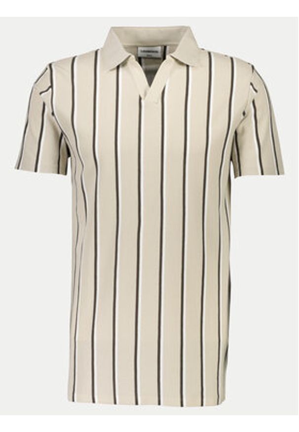 Lindbergh Polo 30-404259 Beżowy Slim Fit. Typ kołnierza: polo. Kolor: beżowy. Materiał: bawełna