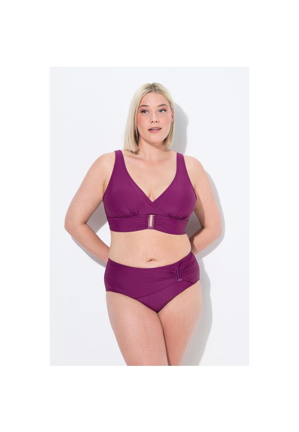ULLA POPKEN - Damskie Bikini ozdobne klamry miękkie miseczki materiał pochodzący z recyklingu. Kolekcja: plus size. Kolor: różowy. Materiał: elastan, poliamid, materiał