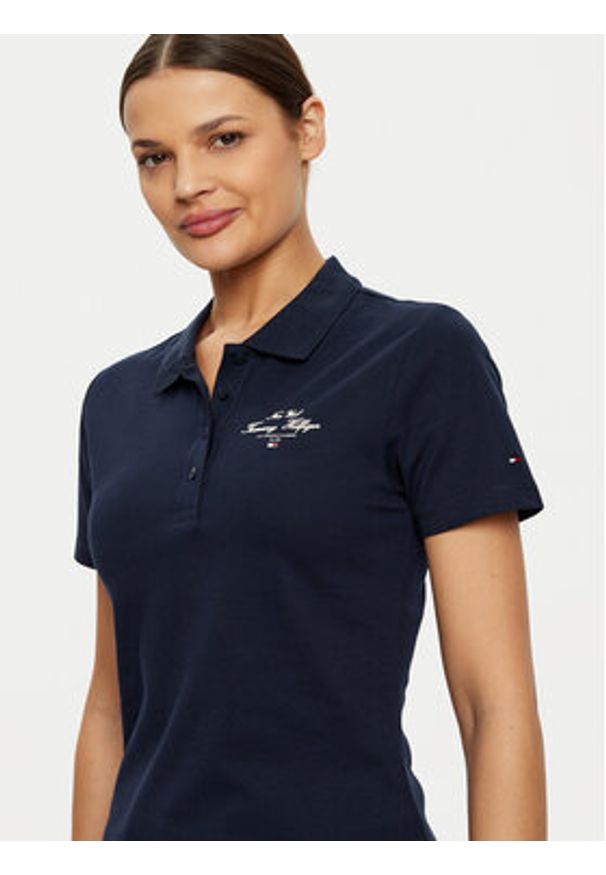 TOMMY HILFIGER - Tommy Hilfiger Polo WW0WW43930 Granatowy Slim Fit. Typ kołnierza: polo. Kolor: niebieski. Materiał: bawełna