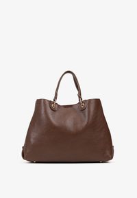 Born2be - Brązowa Dwukomorowa Torebka Typu Shopper Ozdobiona Metalicznymi Aplikacjami Adorrive. Kolor: brązowy. Wzór: aplikacja. Dodatki: z aplikacjami. Styl: elegancki