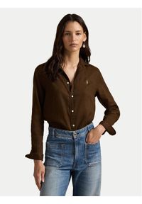 Polo Ralph Lauren Koszula 211970730508 Brązowy Regular Fit. Typ kołnierza: polo. Kolor: brązowy. Materiał: len #1