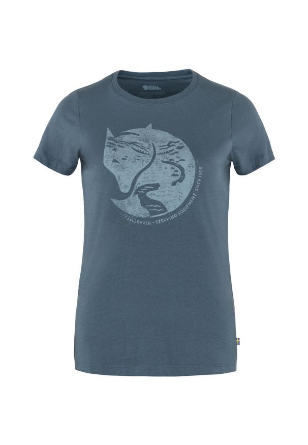 Fjällräven - Koszulka turystyczna damska Fjallraven Arctic Fox Print T-shirt. Kolor: niebieski. Wzór: nadruk