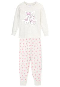 bonprix - Piżama z czystej bawełny organicznej (2 części). Kolor: biały. Materiał: bawełna. Wzór: nadruk #1