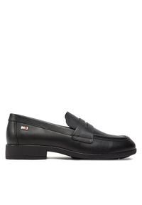 TOMMY HILFIGER - Tommy Hilfiger Lordsy Flag Leather Classic Loafer FW0FW08030 Czarny. Kolor: czarny. Materiał: skóra