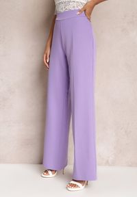 Renee - Jasnofioletowe Spodnie Szerokie High Waist Dule. Stan: podwyższony. Kolor: fioletowy. Materiał: tkanina #3