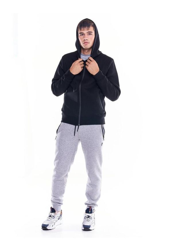 LEONE 1947 APPAREL - Męska, miękka bluza z kapturem i zamkiem błyskawicznym z ikoną lwa. Typ kołnierza: kaptur. Kolor: czarny. Materiał: tkanina. Sport: fitness