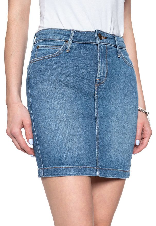 Lee - SPÓDNICA JEANSOWA LEE MID SKIRT SIMPLE FOCUS L38JLTZJ 112108227. Materiał: jeans