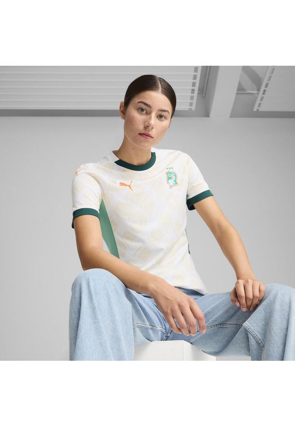 Puma - Damska koszulka wyjazdowa Wybrzeże Kości Słoniowej 2025 PUMA. Kolor: zielony, biały, wielokolorowy. Sport: piłka nożna