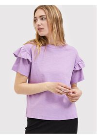 Selected Femme T-Shirt Rylie 16079837 Fioletowy Regular Fit. Kolor: fioletowy. Materiał: bawełna