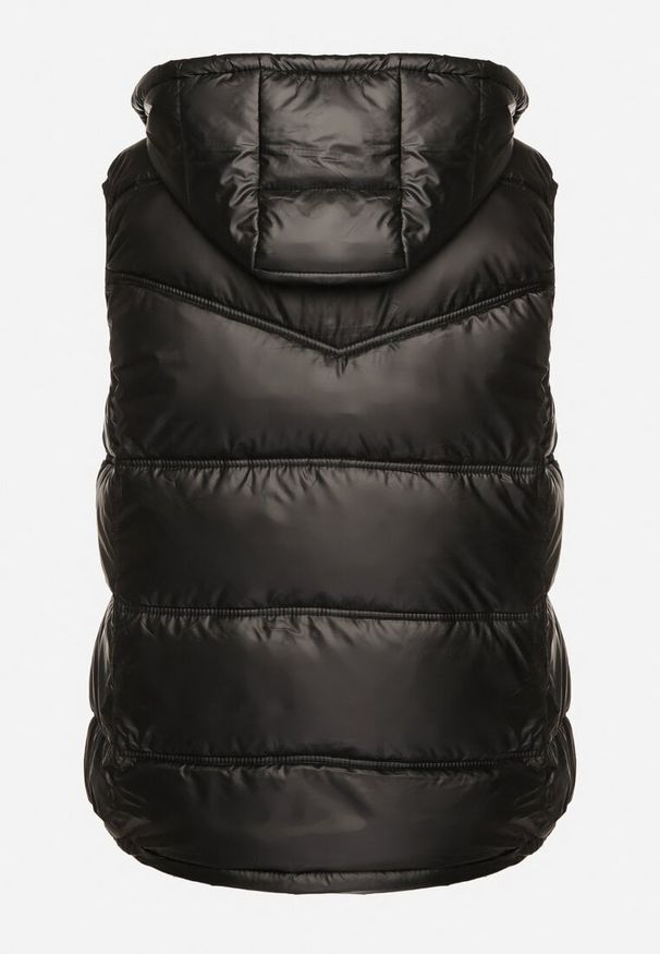 Born2be - Czarna Kamizelka z Odpinanym Kapturem Wodoodporna Migolaine. Okazja: na co dzień. Kolor: czarny. Materiał: bawełna. Wzór: aplikacja. Styl: casual, elegancki