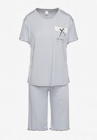 Born2be - Jasnoszary Komplet Piżamowy T-shirt i Spodnie Milarunea. Kolekcja: plus size. Kolor: szary #3