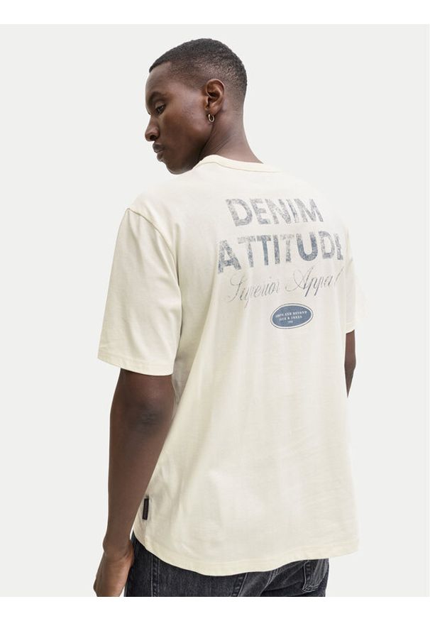 Jack & Jones T-Shirt Edover 12288005 Écru Regular Fit. Materiał: bawełna