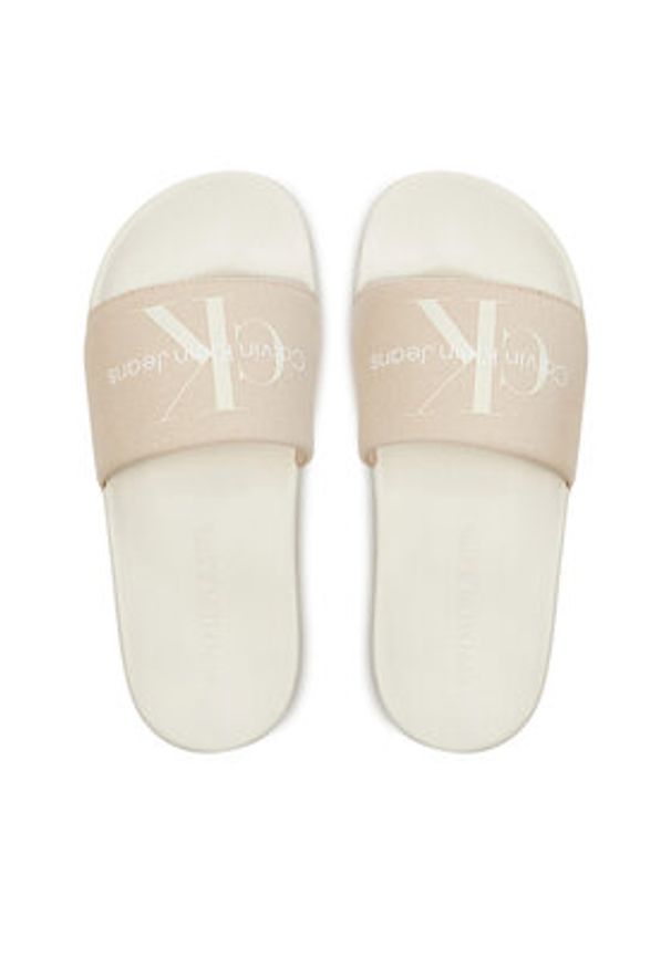 Calvin Klein Jeans Klapki Slide Monogram Co YW0YW00103 Różowy. Kolor: różowy. Materiał: materiał
