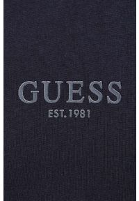 Guess t-shirt bawełniany kolor granatowy z aplikacją. Kolor: niebieski. Materiał: bawełna. Wzór: aplikacja. Styl: klasyczny #2