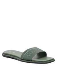 Calvin Klein Klapki Flat Slide He HW0HW01989 Zielony. Kolor: zielony. Materiał: materiał #6