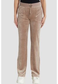 Juicy Couture - JUICY COUTURE Ciemno-beżowe damskie spodnie welurowe Del Ray Pocket Pant, Rozmiar M. Kolor: beżowy. Materiał: welur #1