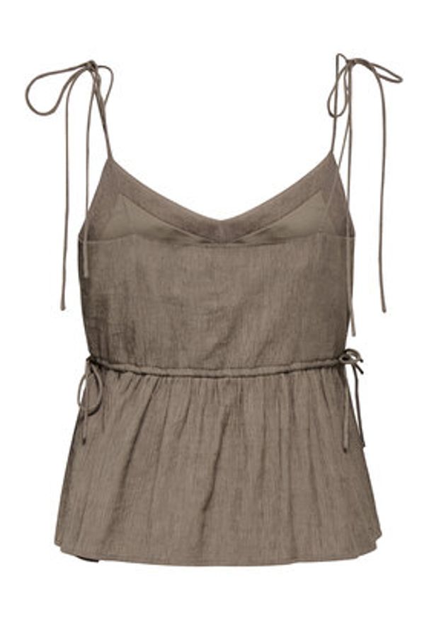 only - ONLY Top Nele 15370325 Beżowy ciemny Regular Fit. Kolor: beżowy. Materiał: wiskoza