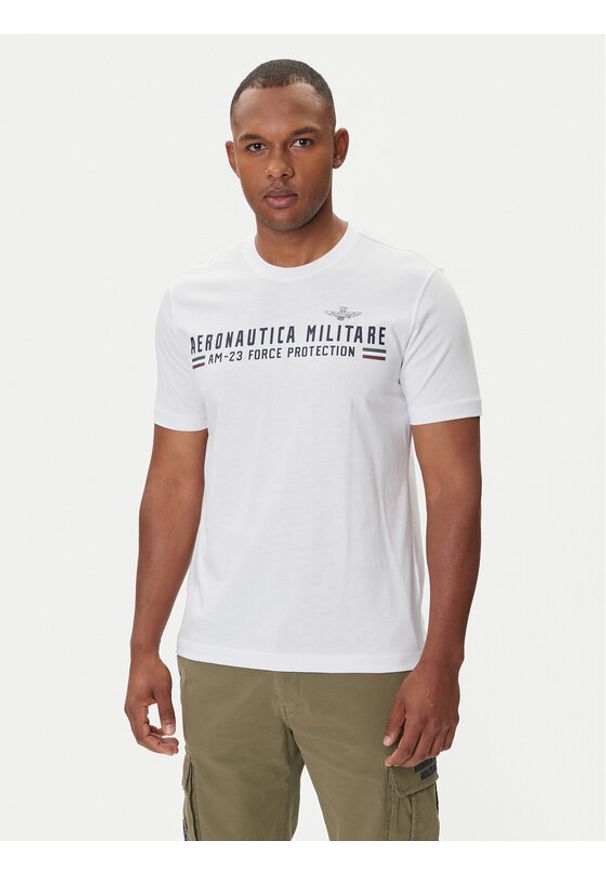 Aeronautica Militare T-Shirt 252TS1942UJ00538 Biały Regular Fit. Kolor: biały. Materiał: bawełna