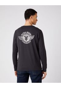 Wrangler - WRANGLER LS BIKER TEE MĘSKA KOSZULKA Z DŁUGIM RĘKAWEM FADED BLACK W7K5D3XV6. Długość rękawa: długi rękaw. Długość: długie