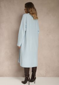 Renee - Niebieski Długi Kardigan Niezapinany z Bawełną Ferrive. Okazja: na co dzień. Kolor: niebieski. Materiał: bawełna. Długość: długie. Styl: casual #4