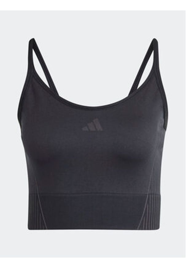 Adidas - adidas Top Aeroknit IB0684 Czarny Slim Fit. Kolor: czarny. Materiał: syntetyk