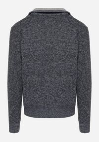 Born2be - Granatowy Sweter z Wełną i Suwakiem przy Dekolcie z Polarem Daivis. Okazja: na co dzień. Kolor: niebieski. Materiał: wełna, polar. Styl: casual, klasyczny, elegancki