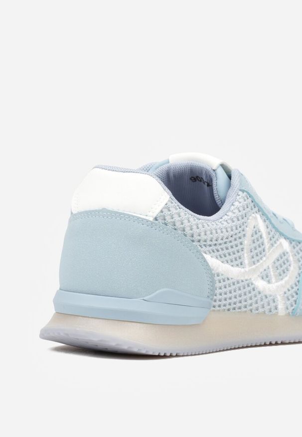 Born2be - Niebieskie Sneakersy Ozdobione Geometrycznym Motywem Icebluff. Okazja: na co dzień. Kolor: niebieski. Materiał: jeans. Wzór: geometria, aplikacja