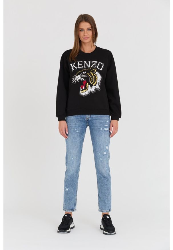 Kenzo - KENZO Czarna damska bluza TIGER VARSITY JUNGLE CREW-NEC, Rozmiar XS. Kolor: czarny
