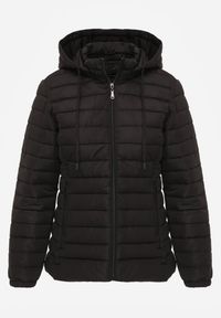 Renee - Czarna Kurtka Ozdobiona Pikowaniem Wykończona Sznurkami i Kapturem Mivissa. Okazja: na spacer, na co dzień. Kolor: czarny. Materiał: jeans. Wzór: aplikacja. Styl: casual, sportowy #2