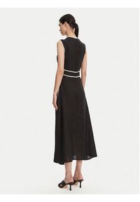 ICONA Sukienka letnia RP5LE007 Czarny Regular Fit. Kolor: czarny. Materiał: len. Sezon: lato